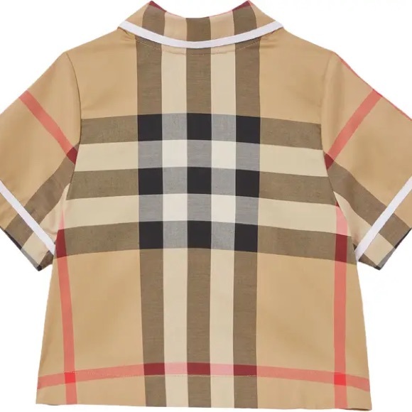 NEW WITH TAGS! Burberry Kids' Mini Thalia Check Stretch Cotton Zip Shirt 18M - Picture 2 of 4